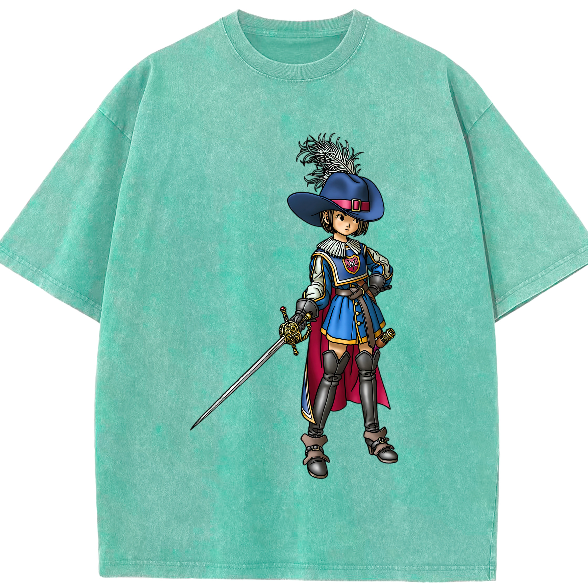 （画像用） ドラゴンクエスト Doragon Kuesuto Dragon Quest 綿100% ヴィンテージ風 半袖Tシャツ（フロントプリント）